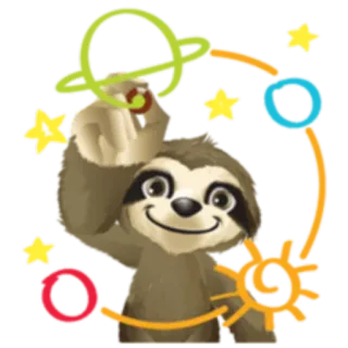 ✨ preguiça, fofo, animal, planeta, estrela, desenho animado whatsapp sticker