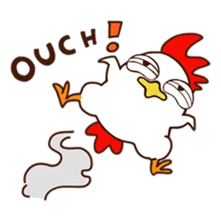 😫 OUCH! Huhn, Cartoon, Aua, Autsch, Tier telegram sticker