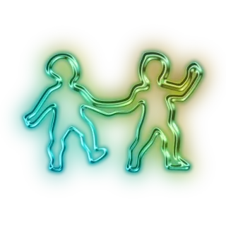 👬 silhouette, people, children, neon, friendship telegram sticker