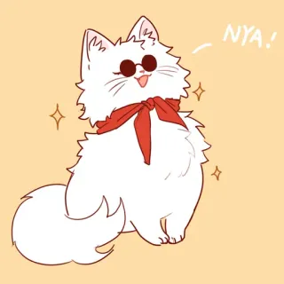 🐈 NYA! Katze, süß, Brille, roter Schal, Tier, Haustier telegram sticker
