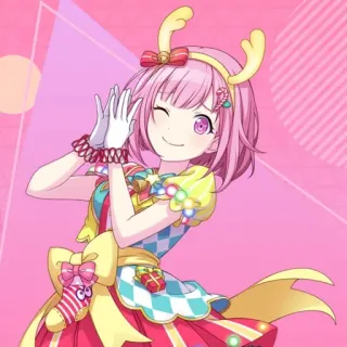 😉 anime, girl, character, pink hair, reindeer, Christmas whatsapp sticker
