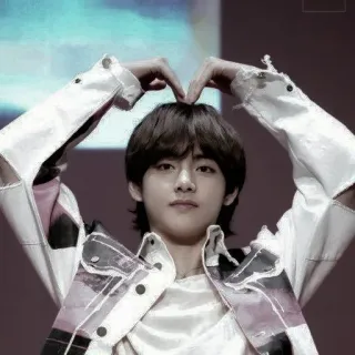 🕸 V kpop, bts, taehyung, gesto de coração, ídolo, masculino telegram sticker