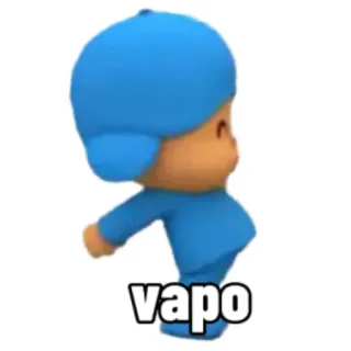 🍆 Pocoyo vapo dibujos animados, niño, azul, bailando whatsapp sticker