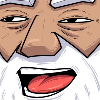 2️⃣ Cartoon, Gesicht, Ausdruck, alter Mann, weißer Bart, Grinsen telegram sticker