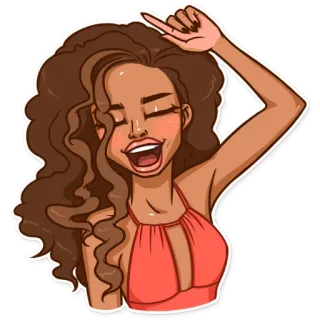 😄 woman, girl, dancing, happy, cartoon telegram sticker