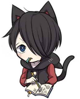 ✍ Katzenohren, Anime, Cartoon, Zeichnung, Chibi, Süß telegram sticker