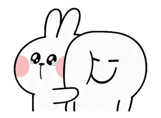 🥺 кролик, плачущий, грустный, объятие, зайчик, мультфильм telegram sticker