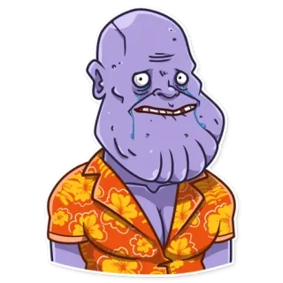 😬 Thanos meme, character, funny, sad, purple, crying telegram sticker