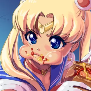 🌕 Sailor Moon sailor moon, anime, manga, nourriture, manger, dessin animé telegram sticker