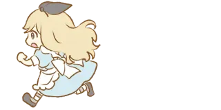 🏃‍♀️ Alice Alice in Wonderland alice no país das maravilhas, corrida, chibi, desenho animado, fuga, loira, animado whatsapp sticker