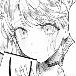 🥺 Anime, Manga, Dziewczyna, Szkic, Czarno-białe, Portret telegram sticker