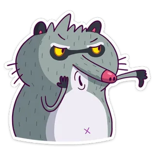 👎 Kartun, Rakun, Jempol ke bawah, Tidak suka, Binatang telegram sticker