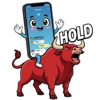 😤 HOLD telegram, phone, bull, hold, stock market, investing, finance, crypto whatsapp sticker