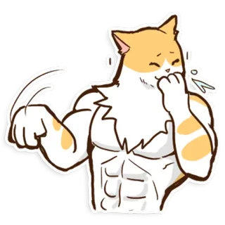 😏 gatto, muscolo, cartone animato, animale, divertente, animale domestico whatsapp sticker