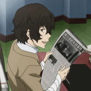 ✨ Osamu Dazai Bungou Stray Dogs 横浜連続失踪事件 อนิเมะ, หนังสือพิมพ์, ดาไซ, โอซามุ ดาไซ, Bungou Stray Dogs telegram sticker