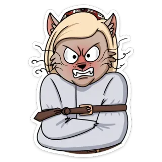 😡 cat, straightjacket, angry, cartoon, sticker, crazy, mad, feline telegram sticker