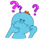 🤔 Mr. Meeseeks Rick and Morty pregunta, pensando, dibujos animados, animado, programa de televisión telegram sticker