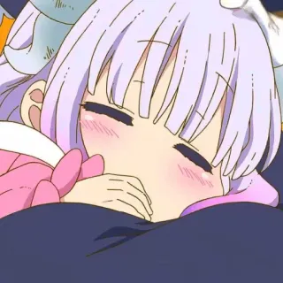 🤍 Kanna Kamui Miss Kobayashi's Dragon Maid Anime, Drago, Kawaii, Assonnato, Carino telegram sticker