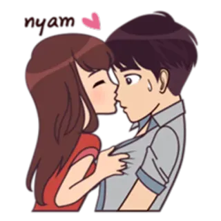 😘 my love Liebe, Kuss, Paar, Romantik, Zuneigung, Cartoon, Herz whatsapp sticker