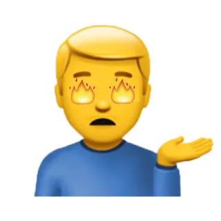 💁‍♂️ emoji, confused, flames, fire, blond, yellow, expression whatsapp sticker