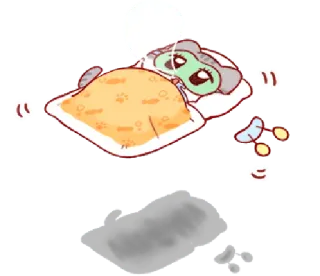 🎭 tidur, alien, lucu, kartun, tempat tidur, malam, mimpi telegram sticker