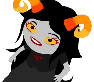 ♈ Aradia Megido Homestuck Aradia Megido, Homestuck, Cartoon, Graue Haut, Rotes Symbol, Orange Hörner whatsapp sticker