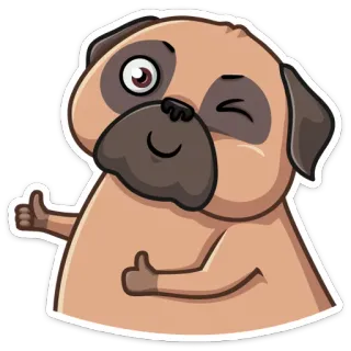 👍 dog, pug, animal, pet, cute, cartoon, sticker, thumbs up telegram sticker