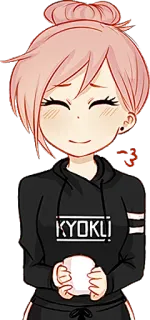 😊 KYOKU! Аниме, Девушка, Милый, Кофе, Толстовка whatsapp sticker