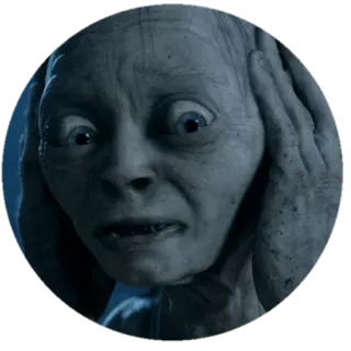 😧 Gollum The Lord of the Rings 골룸, 반지의 제왕, 판타지, 캐릭터, 침묵, 귀 telegram sticker