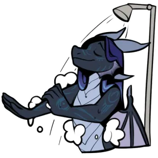 💦 dragon, shower, cartoon, fantasy, art telegram sticker