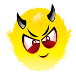 😈 дьявол, мультфильм, монстр, желтый, рога, зло whatsapp sticker