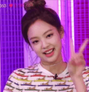 🐚 Jennie kpop, vredesteken, vrouw, zangeres, idool, golvend haar telegram sticker