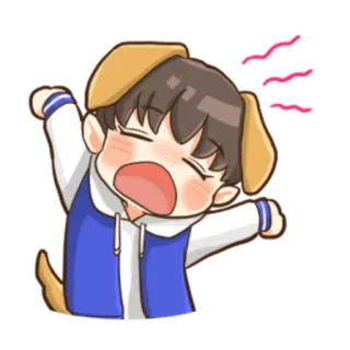 😶 Anime, Desenho animado, Fofo, Cachorro, Bocejar, Cansado, Adesivo, Orelhas de animal telegram sticker