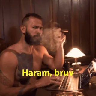 🤨 Haram, bruv mężczyzna, cygaro, haram, ziomek, tatuaż, tytoń telegram sticker