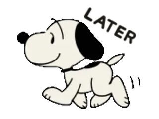 👋 Snoopy Peanuts LATER 狗, 卡通, 待会见, 再见 whatsapp sticker