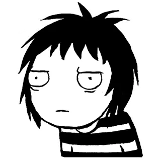 😕 Desenho animado, Emo, Entediado, Inexpressivo, Personagem, Esboço, Mangá whatsapp sticker