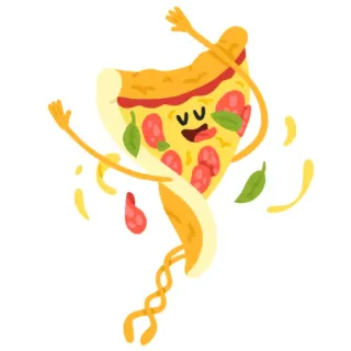 😝 pizza, makanan, kartun, menari, potongan, pepperoni, italia, imut whatsapp sticker