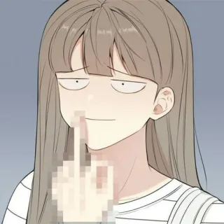 ➖ middle finger, offensive gesture, cartoon, woman telegram sticker