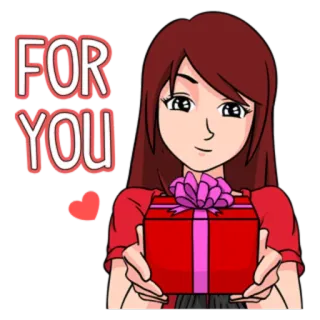💝 FOR YOU regalo, per te, presente, cartone animato, donna, dare whatsapp sticker