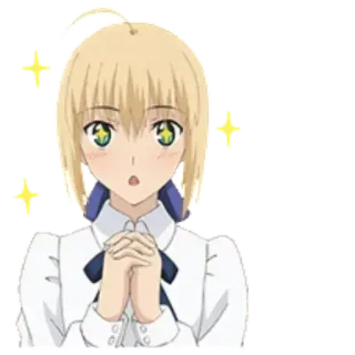 🤩 Saber Fate/stay night anime, cute, sparkle, fate, saber, cartoon, girl whatsapp sticker