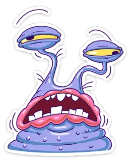 🤤 monstre, alien, dessin animé, autocollant, créature, personnage, fantaisie telegram sticker