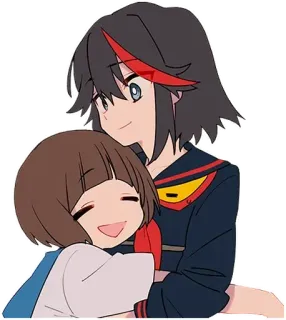 ☺️ Ryuko Matoi Kill la Kill Anime, Przytulanie, Postacie, Przyjaźń, Kill la Kill, Ryuko Matoi telegram sticker