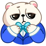 😎 niedźwiedź polarny, słodki, smutny, muszka, emotikon, naklejka, kreskówka telegram sticker