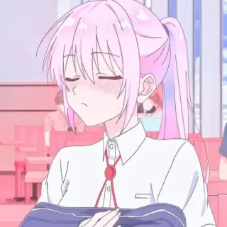 📎 Anime, Mädchen, süß, pinke Haare, Schuluniform telegram sticker