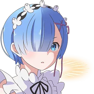 😯 Rem Anime, Maid, Pelo azul, Lindo, Sticker, Re:Zero telegram sticker