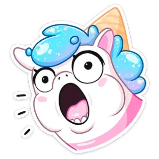 😱 unicórnio, desenho animado, adesivo, chocado, assustado, expressão telegram sticker