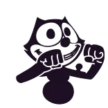 💪 Felix the Cat gato, desenho animado, flexionando, forte, Felix, feliz whatsapp sticker