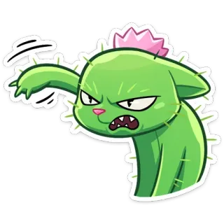 😼 cactus, chat, animal, en colère, plante, piquant telegram sticker