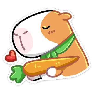 ❤️ Meerschweinchen, Karotte, Tier, niedlich, Aufkleber, Cartoon whatsapp sticker