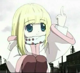 🖕 Anime Mädchen, Mittelfinger, Beleidigend, Cartoon, Blonde Haare, Unfreundlich telegram sticker